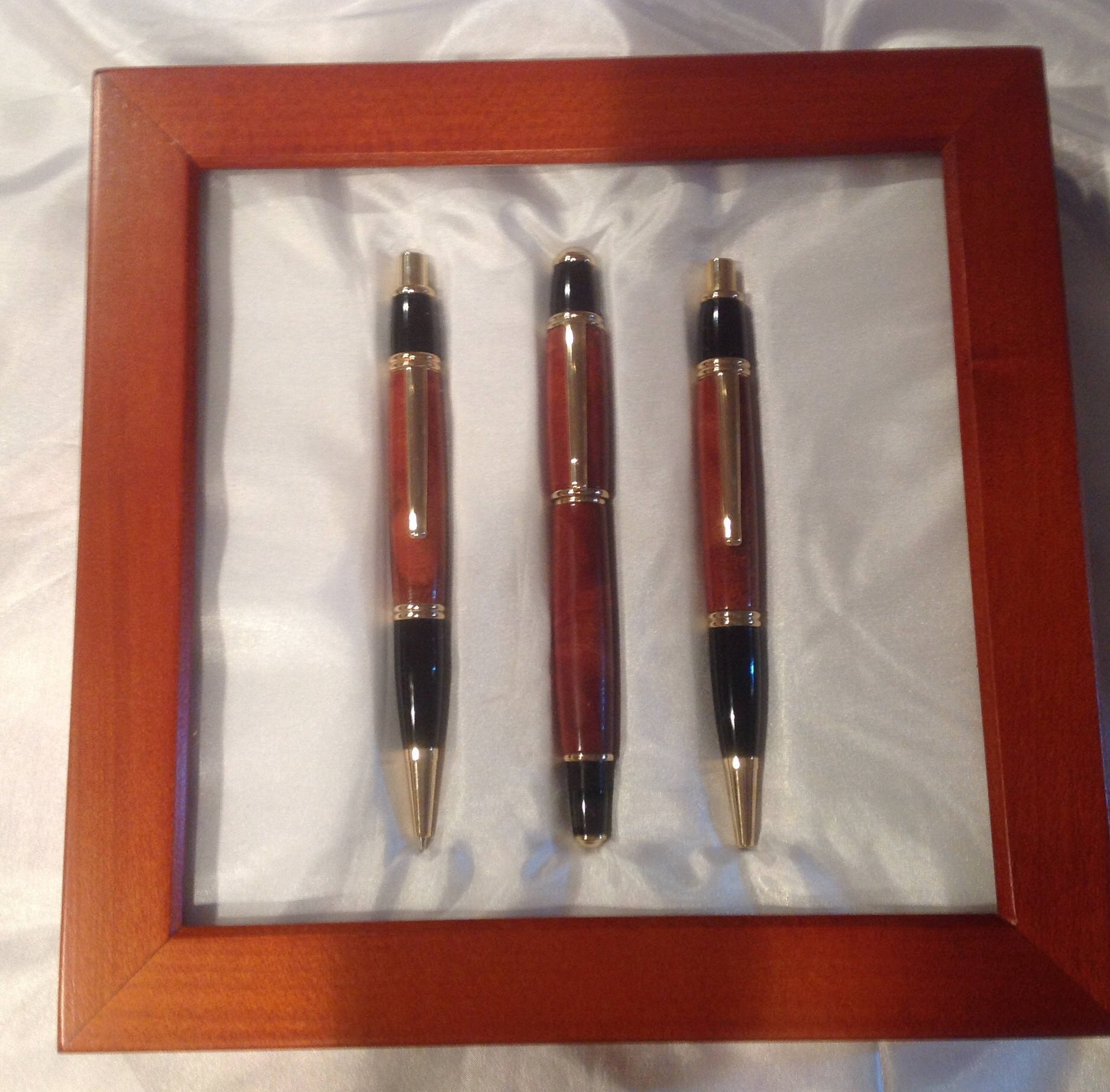 Custon Yellow Box Burl Wood Trio Gatsby Style W/Black and